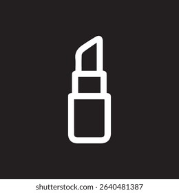 A sleek white lipstick icon against a solid black backdrop. Illustrates beauty, fashion and cosmetic concepts.