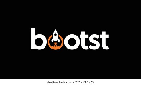 Um logotipo branco e elegante com o texto 'boost' e um ícone de foguete estilizado substituindo a letra 'o' é exibido de forma destacada contra um preto sólido
