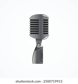 Sleek white metallic microphone with a polished, modern finish