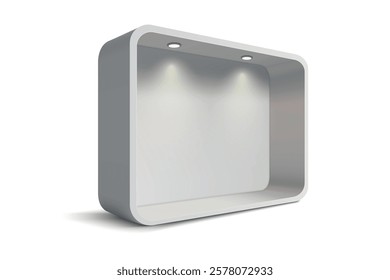 Sleek white rectangular display box with recessed lighting, ideal for showcasing products or art