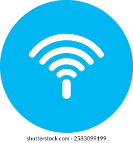 A sleek Wi-Fi Signal icon with a clean white outline on a light Cambridge blue background. Modern and minimalistic, symbolizing wireless connectivity, internet access, and seamless digital communicati