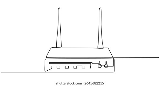 Sleek wireless router continuous one line drawing, Wireless Modem Line Icon, Wireless Modem Duocolor Line Icon Design with Editable Stroke. Suitable for Infographics, Web Pages.