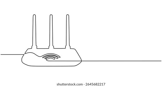 Sleek wireless router continuous one line drawing, Wireless Modem Line Icon, Wireless Modem Duocolor Line Icon Design with Editable Stroke. Suitable for Infographics, Web Pages.