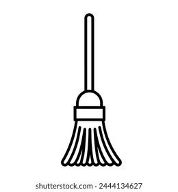 Sleek witch broom icon vector, perfect for Halloween-themed projects. Spooky charm.