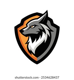 Sleek Wolf in Shield Mascot Logo Design - Vector Illustration for Sports Teams and Branding