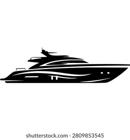 Sleek Yacht Silhouette Side View