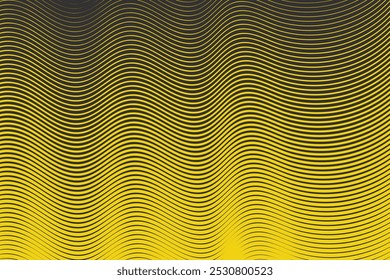 Um impressionante fundo de onda de fluidez preto e amarelo apresenta linhas suaves e fluidas misturando as duas cores contrastantes. As ondas dinâmicas criam um efeito visual arrojado e energético.