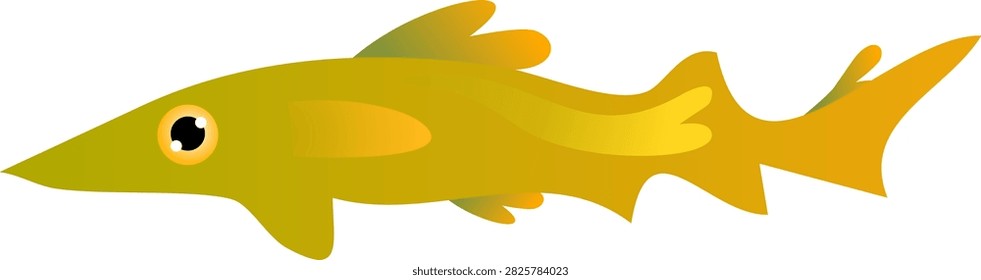 sleek yellow predatory fish swimming through deep sea waters