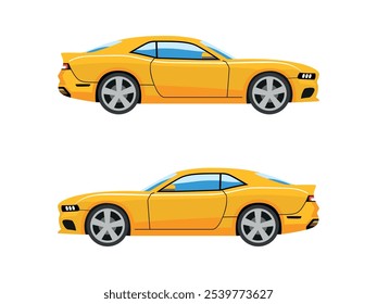 Sleek yellow sports car vector, perfect for modern automotive design enthusiasts and digital art collectors.