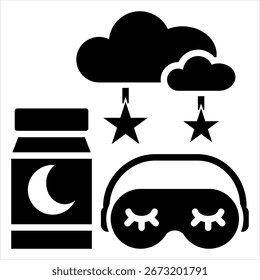 Ilustración de icono de glifo de ayuda para el sueño