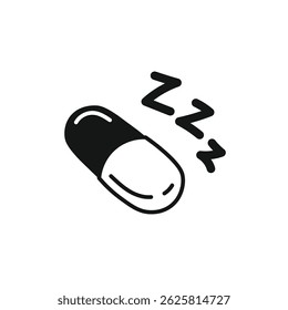 Sleep aid pill icon with Zzz – hand drawn