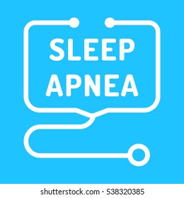 Sleep apnea. Badge with stethoscope icon. Flat vector illustration on blue background.