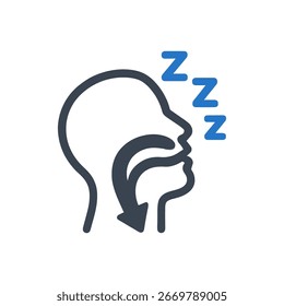Sleep Apnea Breathing Problems Icon Isolated On White Background 
