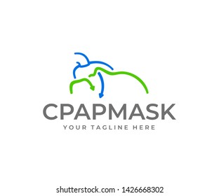 Sleep Apnea Logo Design. Snore Problem Vector Design. Cpap Mask Logotype