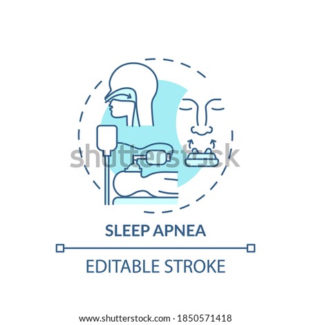 Sleep apnea turquoise concept icon. Respiratory trouble. Problem with breathing during sleep. Healthcare idea thin line illustration. Vector isolated outline RGB color drawing. Editable stroke