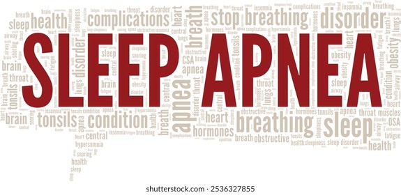 Sleep Apnea word cloud conceptual design isolated on white background.