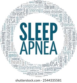 Sleep Apnea word cloud conceptual design isolated on white background.