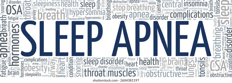 Sleep Apnea word cloud conceptual design isolated on white background.