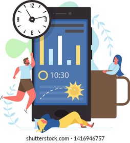 Sleep App, Vector Flat Style Design Illustration