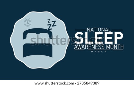 Sleep Awareness Month Vector Bed Moon Zzz Insomnia Rest Health Tips March Banner Design Awareness Stock Graphic Template Illustration