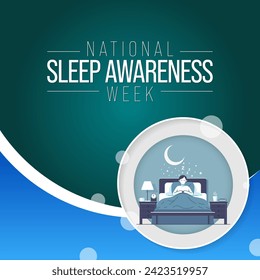 Sleep awareness Week is an annual event celebrated each year in March. This is an opportunity to stop and think about your sleeping habits, consider how much they impact your well-being. Vector art