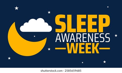 Sleep Awareness Week background banner or poster design template. observed every year in March. Holiday concept. Use to any Template, card, poster, placard, template.