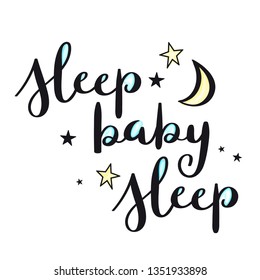 SLEEP BABY SLEEP brush calligraphy banner with moon and stars
