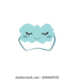 Sleep beauty mask in shape of soft kawaii face cloud, flat cartoon vector illustration isolated on white background. Relaxation eye covering mask design.