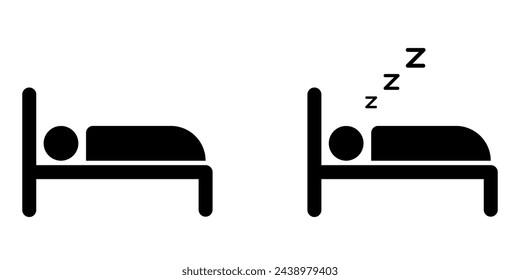 Sleep bed icon set basic simple design