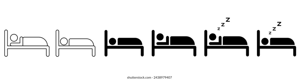 Sleep bed icon set basic simple design