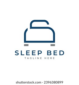 Sleep bed logo design modern minimal concept