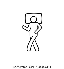 Sleep bed man sleeping vertical icon. Element of sleep pose icon
