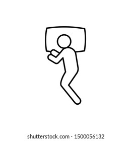 Sleep bed man sleeping vertical icon. Element of sleep pose icon