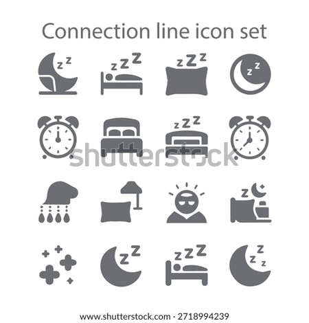 Sleep and Bedtime Icon Set with Moon, Bed, Pillow, Alarm Clock and Night Rest Symbols for Apps and Websites

