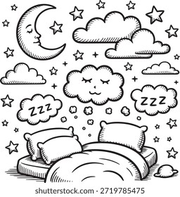 Rotina para dormir e conceito de sonhos doces
