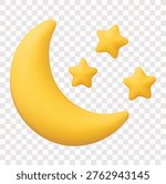 Sleep and Bedtime Routine Vector Icon Set | 3D icon set | a crescent moon with stars