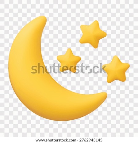 Sleep and Bedtime Routine Vector Icon Set | 3D icon set | a crescent moon with stars