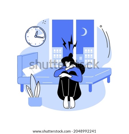 Sleep behavior disorder abstract concept vector illustration. Sleep disorder diagnostics, sleeping behavior, REM problem, disturbance treatment, rapid eye movement, symptom abstract metaphor.
