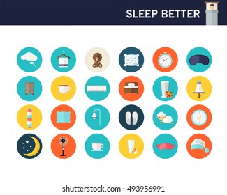 Sleep Better Concept Flat Icons.