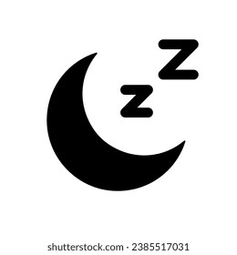 Sleep black glyph ui icon. Sleeping mode. Muted sound. Do not disturb. Bedtime. User interface design. Silhouette symbol on white space. Solid pictogram for web, mobile. Isolated vector illustration