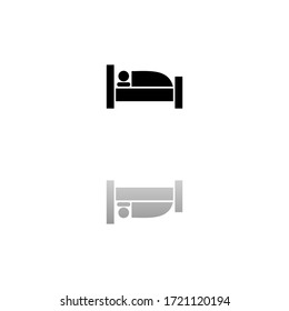 Sleep. Black symbol on white background. Simple illustration. Flat Vector Icon. Mirror Reflection Shadow. Can be used in logo, web, mobile and UI UX project