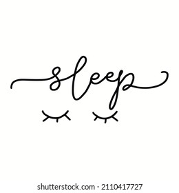 Sleep Black White Image Handwritten Inscription Stock Vector (Royalty ...