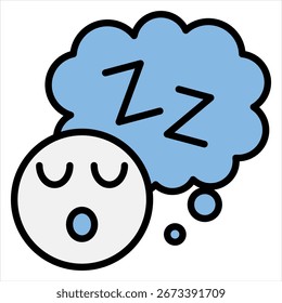 Ilustración de icono único negro azul del sueño