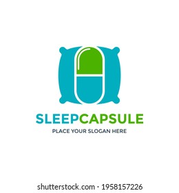 sleep capsule vector logo template illustration.This logo suitable for medicine