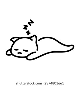 Sleep cat. Minimalist line art cat drawing.