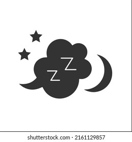 Sleep cloud glyph icon. Night time. Dreaming. Sleeping concept. Filled flat sign. Isolated silhouette vector illustration