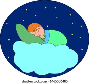 Dormir en las nubes, ilustración, vector sobre fondo blanco.