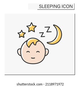 Sleep color icon. Baby born sleep at night. Nighttime. Sleeping concept. Isolated vector illustration