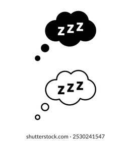 Ilustración vectorial de icono de burbuja de cómic de sueño. Signo de burbuja de conversación de zzz soñoliento. Ilustración vectorial