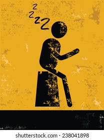 Sleep concept,human resource design on yellow background,grunge vector